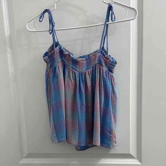 LOFT Blue and Pink Checkered Camisole - Picture 2 of 3